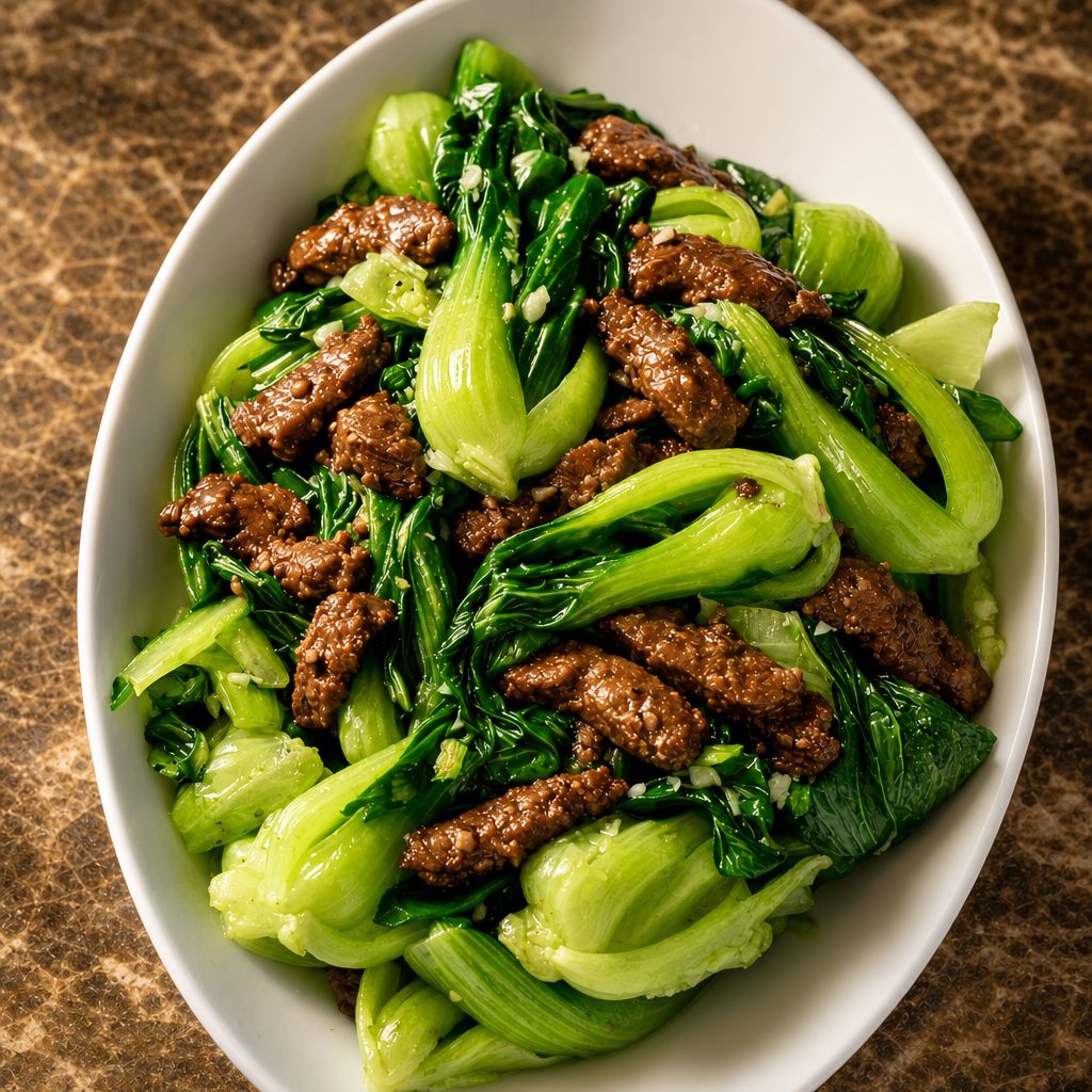 Cải Shanghai Tip Xào Bò- Shanghai From the East (with Beef).