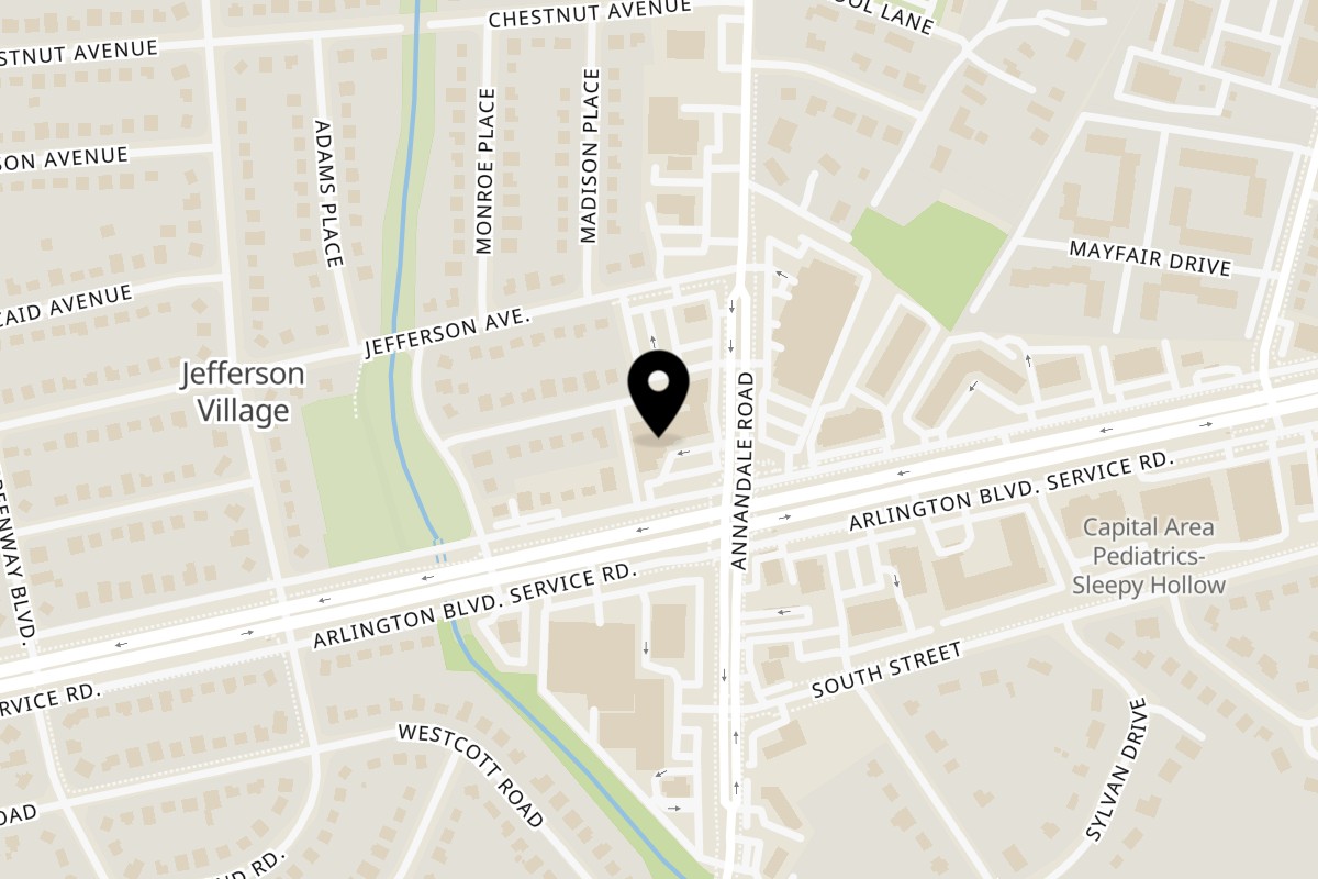 Map showing the location of Present Restaurant on 6678 Arlington Blvd in Falls Church